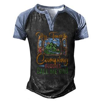 My Favorite Camping Buddies Call Me Dad Vintage Fathers Day Version Men's Henley Raglan T-Shirt | Mazezy