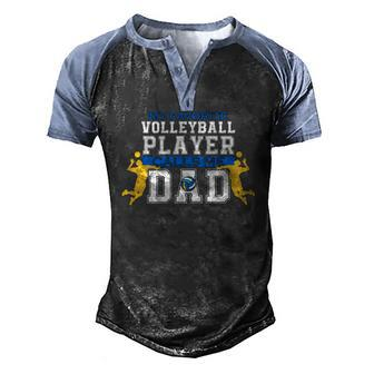Mens My Favorite Volleyball Player Calls Me Dad For Men Fathers Day Men's Henley Raglan T-Shirt | Mazezy