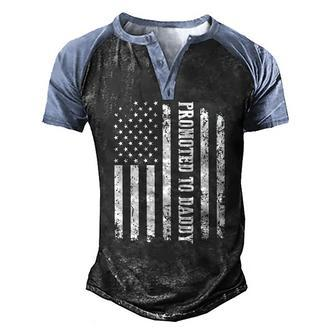 Mens First Time Dad Usa Flag Promoted To Daddy Men's Henley Raglan T-Shirt | Mazezy