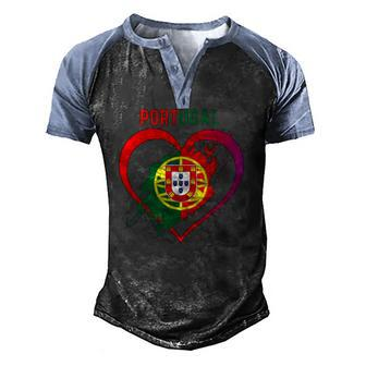 Flag Of Portugal Portuguese Flag Travel Souvenir Men's Henley Raglan T-Shirt | Mazezy