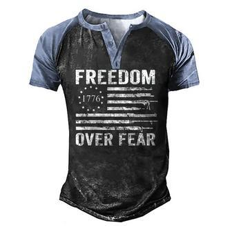 Freedom Over Fear Pro Gun Rights 2Nd Amendment Guns Flag Men's Henley Raglan T-Shirt | Mazezy