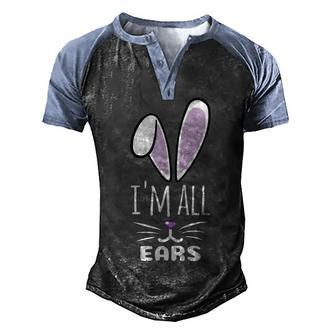 Funny Cute Pastel Purple Bunny Im All Ears Rabbit Happy Easter Day Gift For Girls Women Mom Mommy Family Birthday Holiday Christmas Men's Henley Shirt Raglan Sleeve 3D Print T-shirt - Monsterry CA