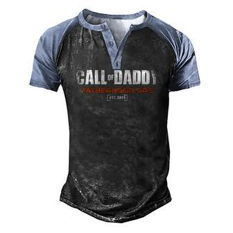 Gamer Dad Call Of Daddy Fatherhood Ops Fathers Day Men's Henley Raglan T-Shirt | Mazezy