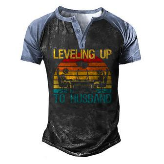 Gamer Engagement Future Mr & Mrs Leveling Up To Husband Men's Henley Raglan T-Shirt | Mazezy