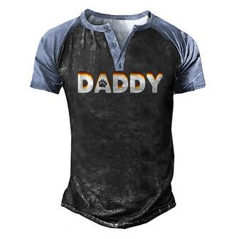 Mens Gay Bear Daddy With Bear Pride Flag Gay Daddy Men's Henley Raglan T-Shirt | Mazezy