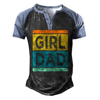Girl Dad With Daughters Hashtag For Men Raglan Baseball Tee Men's Henley Raglan T-Shirt | Mazezy