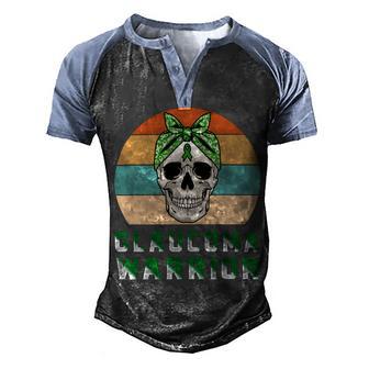 Glaucoma Warrior Skull Women Vintage Green Ribbon Glaucoma Glaucoma Awareness V2 Men's Henley Shirt Raglan Sleeve 3D Print T-shirt | Favorety DE