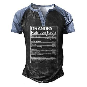 Mens Grandpa Nutrition Facts Thoughtful Sweet Fathers Day Men's Henley Raglan T-Shirt | Mazezy