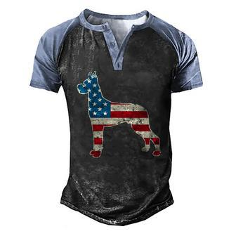Great Dane 4Th Of July Men Women Usa American Flag Dog Men's Henley Raglan T-Shirt | Mazezy