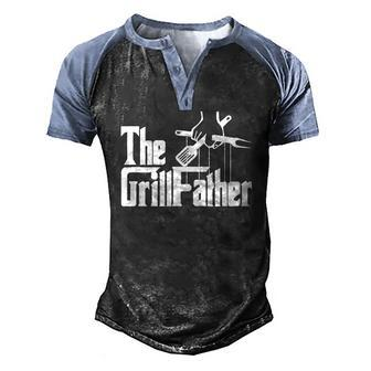 The Grillfather Barbecue Grilling Bbq The Grillfather Men's Henley Raglan T-Shirt | Mazezy