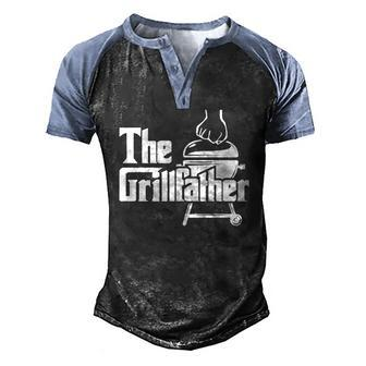 The Grillfather Pitmaster Bbq Lover Smoker Grilling Dad Men's Henley Raglan T-Shirt | Mazezy