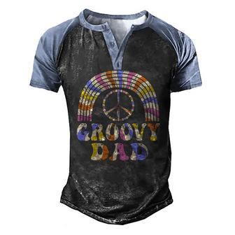 Mens Groovy Dad 70S Aesthetic Nostalgia 1970S Retro Dad Hippie Men's Henley Raglan T-Shirt | Mazezy