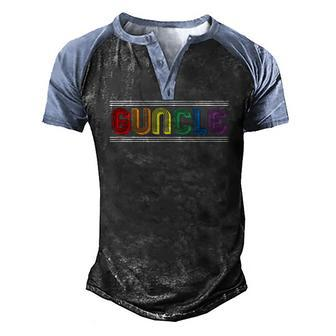 Mens Guncle Gay Uncle Lgbt Pride Flag Men's Henley Raglan T-Shirt | Mazezy