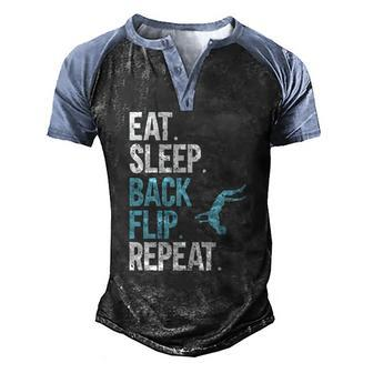 Gymnastics Acrobat Parkour Eat Sleep Back Flip Repeat Men's Henley Raglan T-Shirt | Mazezy