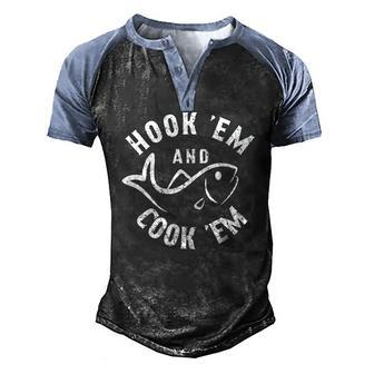 Hookem And Cookem Fishing Men's Henley Raglan T-Shirt | Mazezy