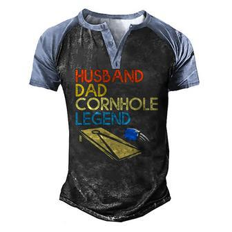 Mens Husband Dad Cornhole Legend Men's Henley Raglan T-Shirt | Mazezy
