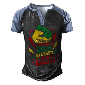 Husband Father King Shirt Blessed Man Black Pride Dad Men's Henley Shirt Raglan Sleeve 3D Print T-shirt - Monsterry