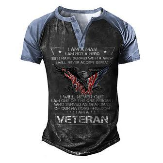 I Am A Man Not A Hero Veteran Quotes Gift Men's Henley Shirt Raglan Sleeve 3D Print T-shirt - Monsterry