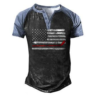Ice Hockey Player Usa American Flag 4Th Of July Vintage Men's Henley Raglan T-Shirt | Mazezy
