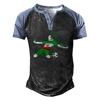 Iran Soccer Team Iranian National Flag Football Lover Men's Henley Raglan T-Shirt | Mazezy