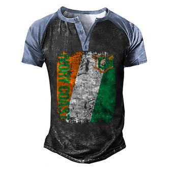 Ivory Coast Flag Vintage Distressed Ivory Coast Men's Henley Raglan T-Shirt | Mazezy