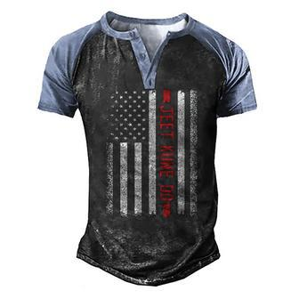 Jeet Kune Do American Flag 4Th Of July Men's Henley Raglan T-Shirt | Mazezy