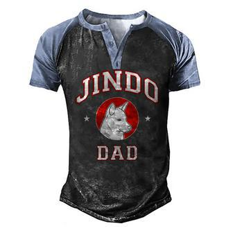 Jindo Dad Fathers Day Men's Henley Raglan T-Shirt | Mazezy