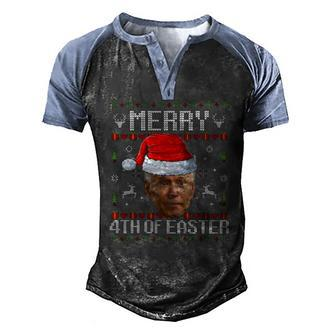 Joe Biden Merry 4Th Of Easter Ugly Christmas Anti Biden Men's Henley Raglan T-Shirt | Mazezy