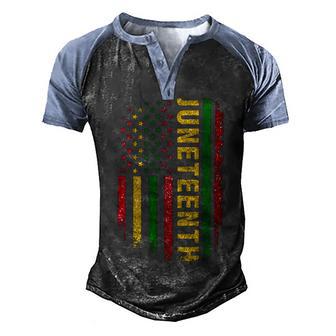 Juneteenth Us Flag Black King Melanin Dad Men Fathers Day Men's Henley Shirt Raglan Sleeve 3D Print T-shirt | Favorety UK