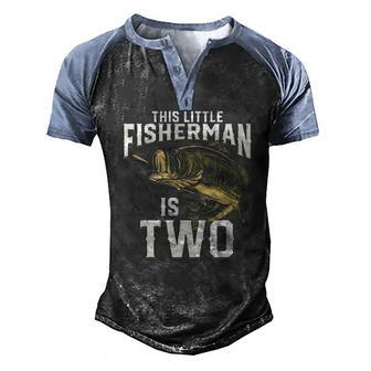 Kids 2 Years Old Fishing Birthday Party Fisherman 2Nd For Boy Men's Henley Raglan T-Shirt | Mazezy UK