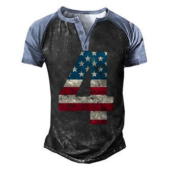 Kids Kids 4Th Birthday American Flag 4Th Of July Men's Henley Raglan T-Shirt | Mazezy DE
