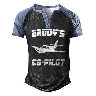 Kids Daddys Co-Pilot Boy Girl Kid Birthday Plane Lover Men's Henley Raglan T-Shirt | Mazezy