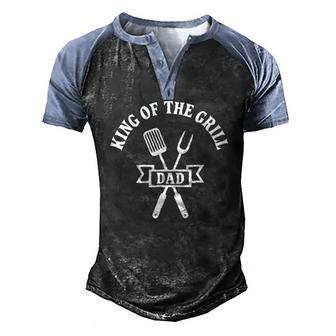 King Of The Grill For Dad Bbq Chef Grilling Men's Henley Raglan T-Shirt | Mazezy