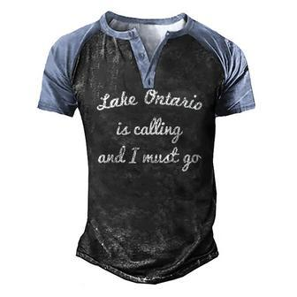 Lake Ontario New York Fishing Camping Summer Men's Henley Raglan T-Shirt | Mazezy