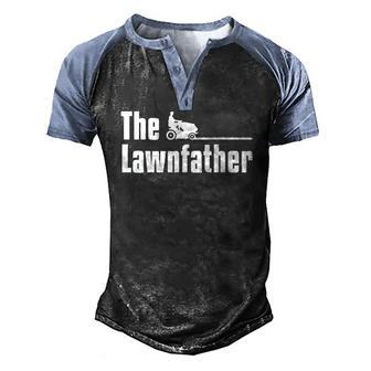The Lawnfather Lawn Mowing Gardening Gardener Men's Henley Raglan T-Shirt | Mazezy