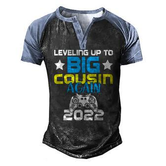 Leveling Up To Big Cousin Again 2022 Pregnancy Announcement Men's Henley Raglan T-Shirt | Mazezy