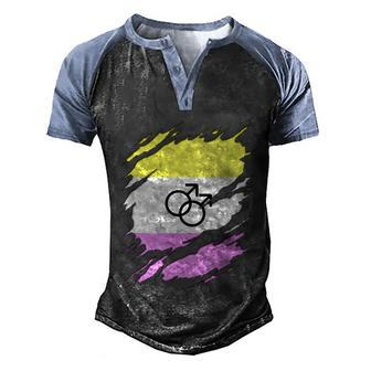 Lgbtqia Gay Twink Pride Flag Ripped Reveal Men's Henley Shirt Raglan Sleeve 3D Print T-shirt - Monsterry AU