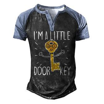 Little Door Key Pun Dad Joke Boyfriend Coworker Men's Henley Raglan T-Shirt | Mazezy