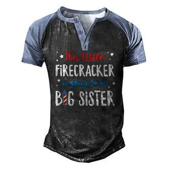 Little Firecracker Pregnancy Announcement 4Th Of July Girls Men's Henley Raglan T-Shirt | Mazezy