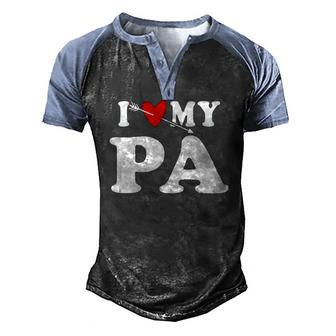 I Love My Pa With Heart Fathers Day Wear For Kid Boy Girl Men's Henley Raglan T-Shirt | Mazezy