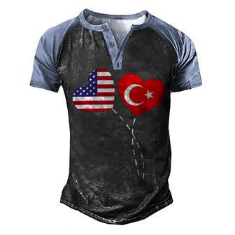 Loving Usa Turkey Flag Heart Turkish 13 Shirt Men's Henley Shirt Raglan Sleeve 3D Print T-shirt | Favorety