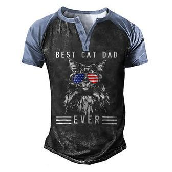 Maine Coon Cat Best Cat Dad Ever Cat Maine Coon Men's Henley Raglan T-Shirt | Mazezy