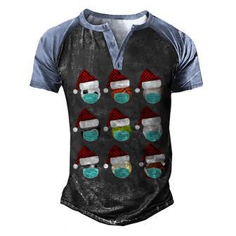 Masked Balls Basketball Christmas Baseball Christmas Ball Sports Santas Hat Team Sports Xmas Match Men's Henley Shirt Raglan Sleeve 3D Print T-shirt | Favorety CA