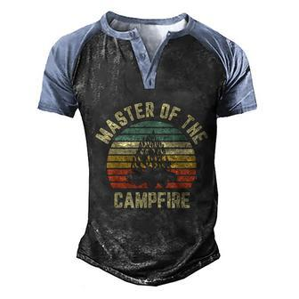 Master Of The Campfire Camping Vintage Camper Men's Henley Shirt Raglan Sleeve 3D Print T-shirt - Monsterry UK