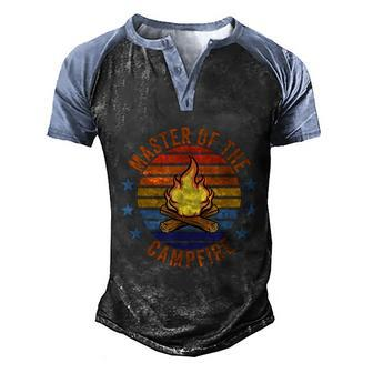 Master Of The Campfire Camping Vintage Camper Summer Retro Men's Henley Shirt Raglan Sleeve 3D Print T-shirt - Monsterry