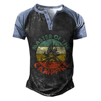 Master Of The Campfire Dad Camping Camping Dad Men's Henley Shirt Raglan Sleeve 3D Print T-shirt - Monsterry