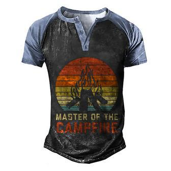 Master Of The Campfire Sunset Retro Bonfire Camping Camper Men's Henley Shirt Raglan Sleeve 3D Print T-shirt - Monsterry AU