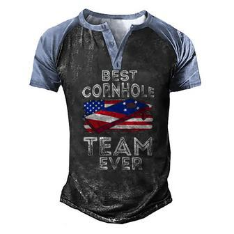 Matching Cornhole For Tournament Best Cornhole Team Men's Henley Raglan T-Shirt | Mazezy