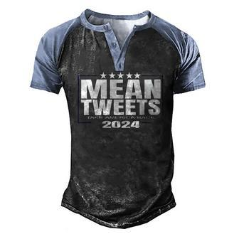 Womens Mean Tweets Mean Tweets 2024 4Th Of July V-Neck Men's Henley Raglan T-Shirt | Mazezy UK
