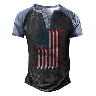 Mechanic American Flag Combination Wrenches Men's Henley Raglan T-Shirt | Mazezy